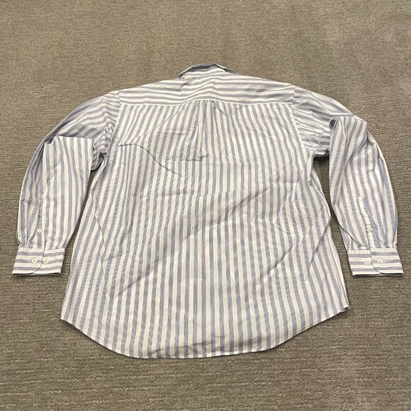 Valentino Uomo Shirt Mens 15.5 34 35 Blue White Stripe Dress Casual Button Up - Picture 2 of 10